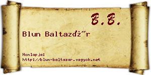 Blun Baltazár névjegykártya